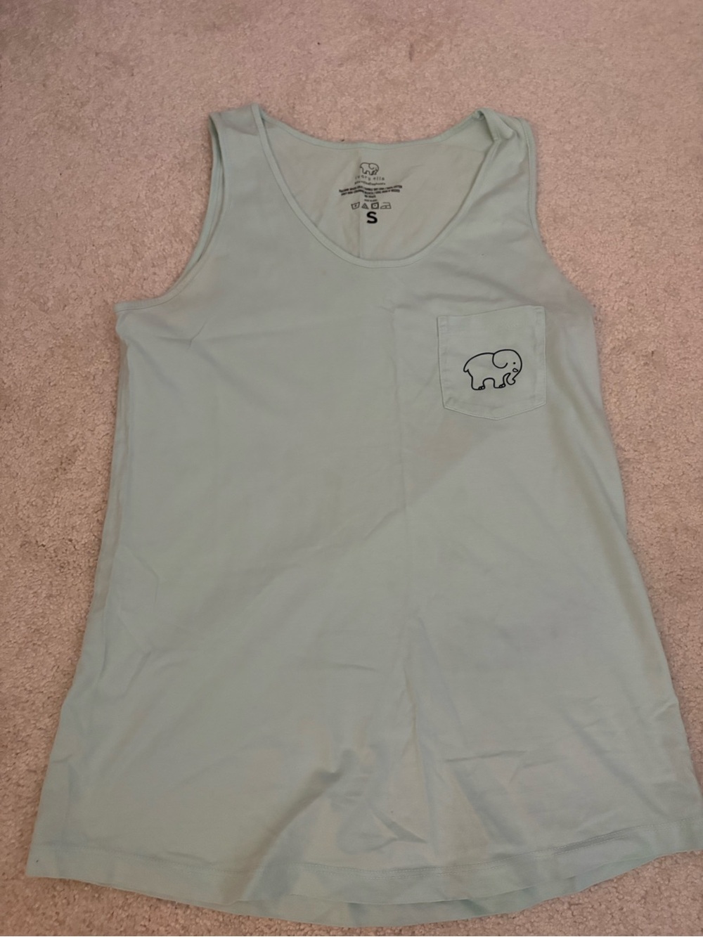 ivory ella mint green tank top with elephant logo